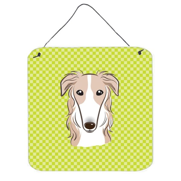 Micasa Checkerboard Lime Green Borzoi Aluminum Metal Wall Or Door Hanging Prints6 x 6 In. MI250558